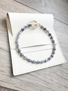 Blue Tanzanite Bracelet with Gold-Plated Features | Handmade in Cornwall