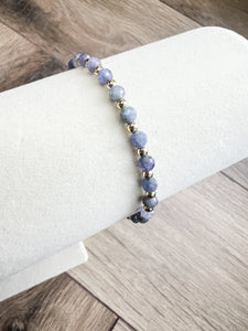 Blue Tanzanite Bracelet with Gold-Plated Features | Handmade in Cornwall