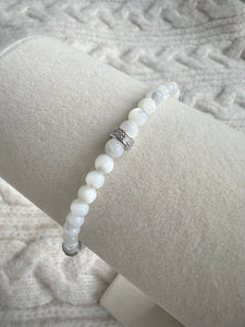 Mother of Pearl Bracelet with Sterling Silver Beads & Toggle Clasp