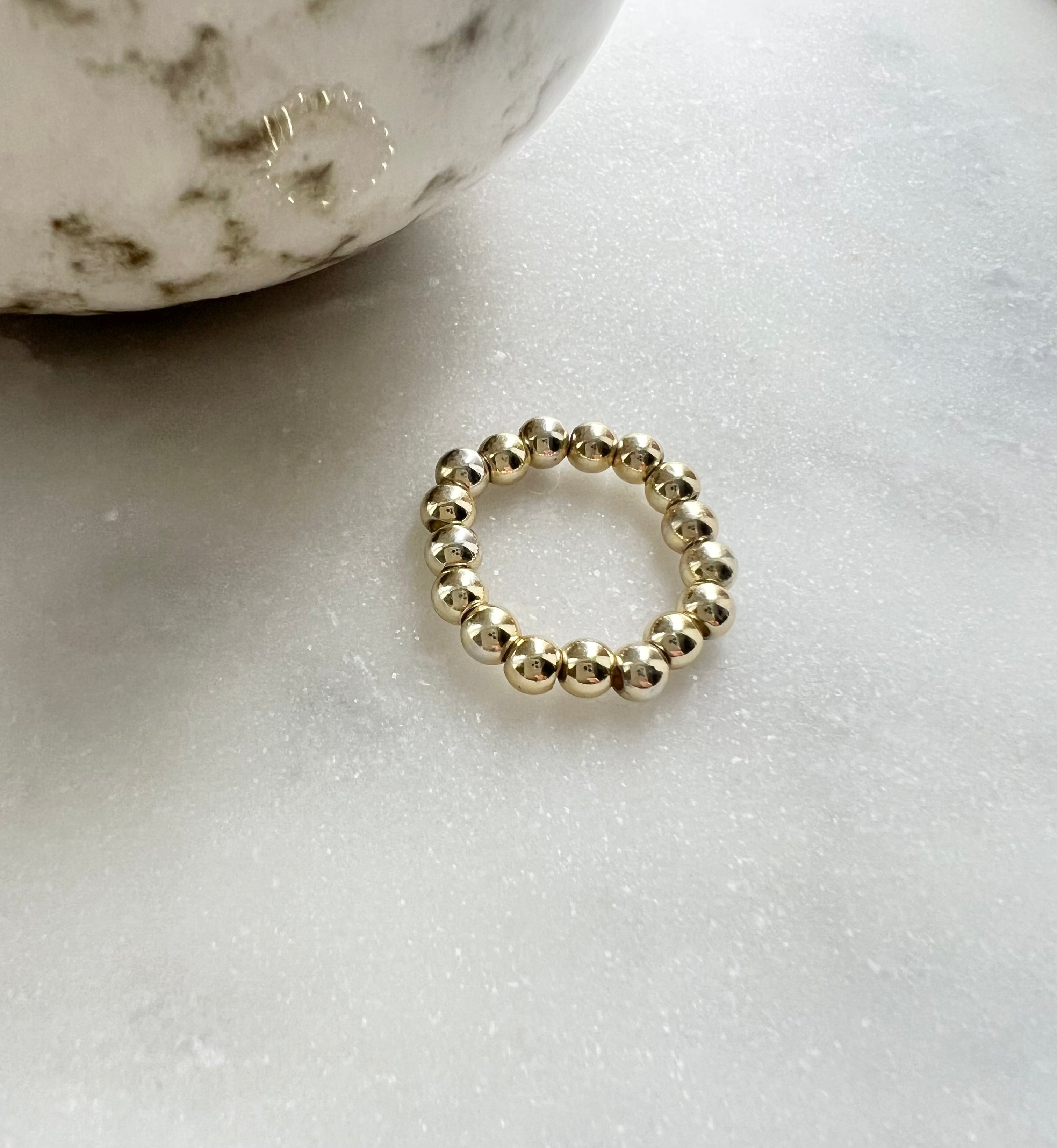 Gold Beaded Stretch Ring