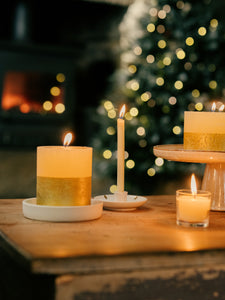 St. Eval Inspiritus, Gold Half-Dipped Pillar Candle