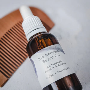 Bloom Remedies, Beard Gift Set - Bio Renewal Beard Oil and Wooden Comb