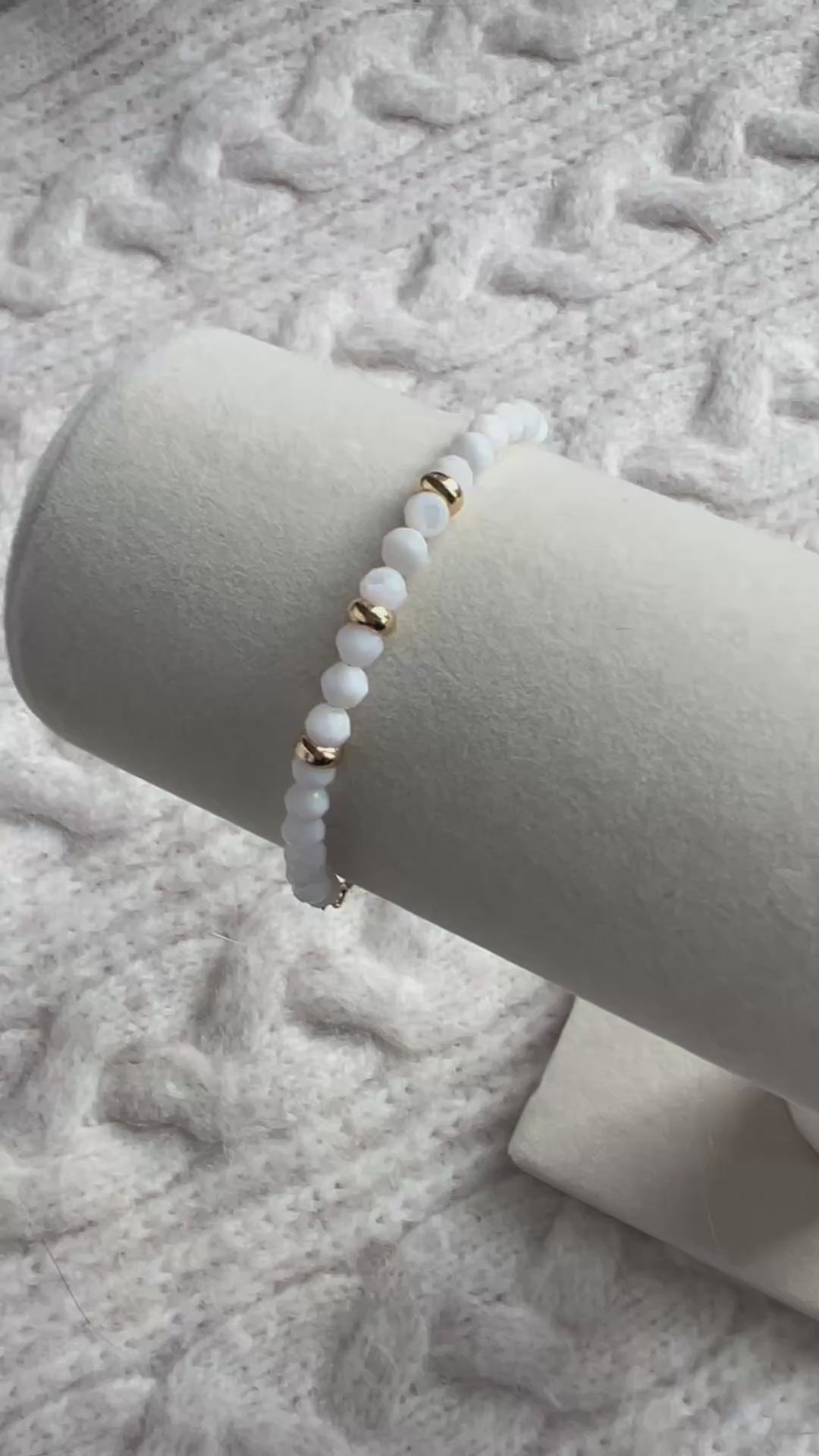 Mother of Pearl Bracelet with Gold  Beads and Adjustable Slider Fastening