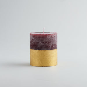 St. Eval Figgy Pudding, Gold Half-Dipped Pillar Candle